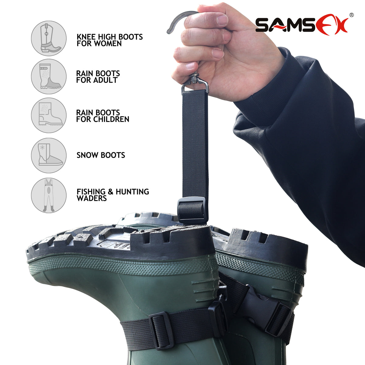 SAMSFX Fishing Wader Hanger Boot Hanging Strap Dryer Belt with Metal H –  samsfxfishing