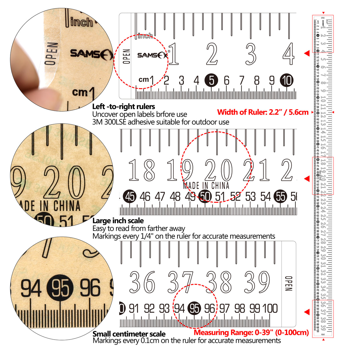 SAMSFX Fishing Self Adhesive Measuring Fish Ruler Tape Sticker