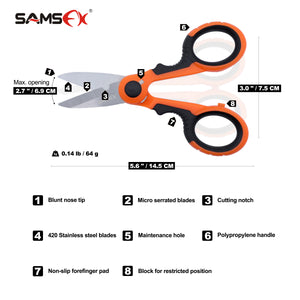 SAMSFX Fishing Heavy Duty Braid Scissors with Sheath - SAMSFX