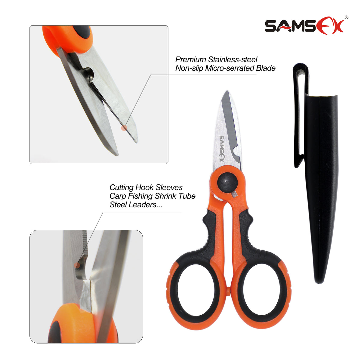 SAMSFX Fishing Heavy Duty Braid Scissors with Sheath samsfxfishing