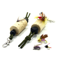 Load image into Gallery viewer, Fly Fishing Flies Holder Patch Dropper on Lanyard Wine Cork Key Wood Float for Angler Vest Pack - SAMSFX