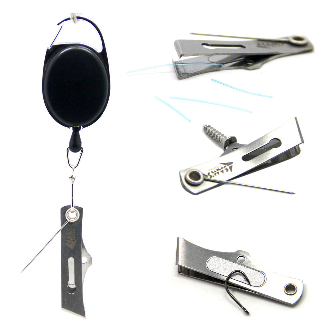 Fly Fishing Line Cutter Nippers Clipper Snip and Zinger Retractor Hook Sharpener - SAMSFX