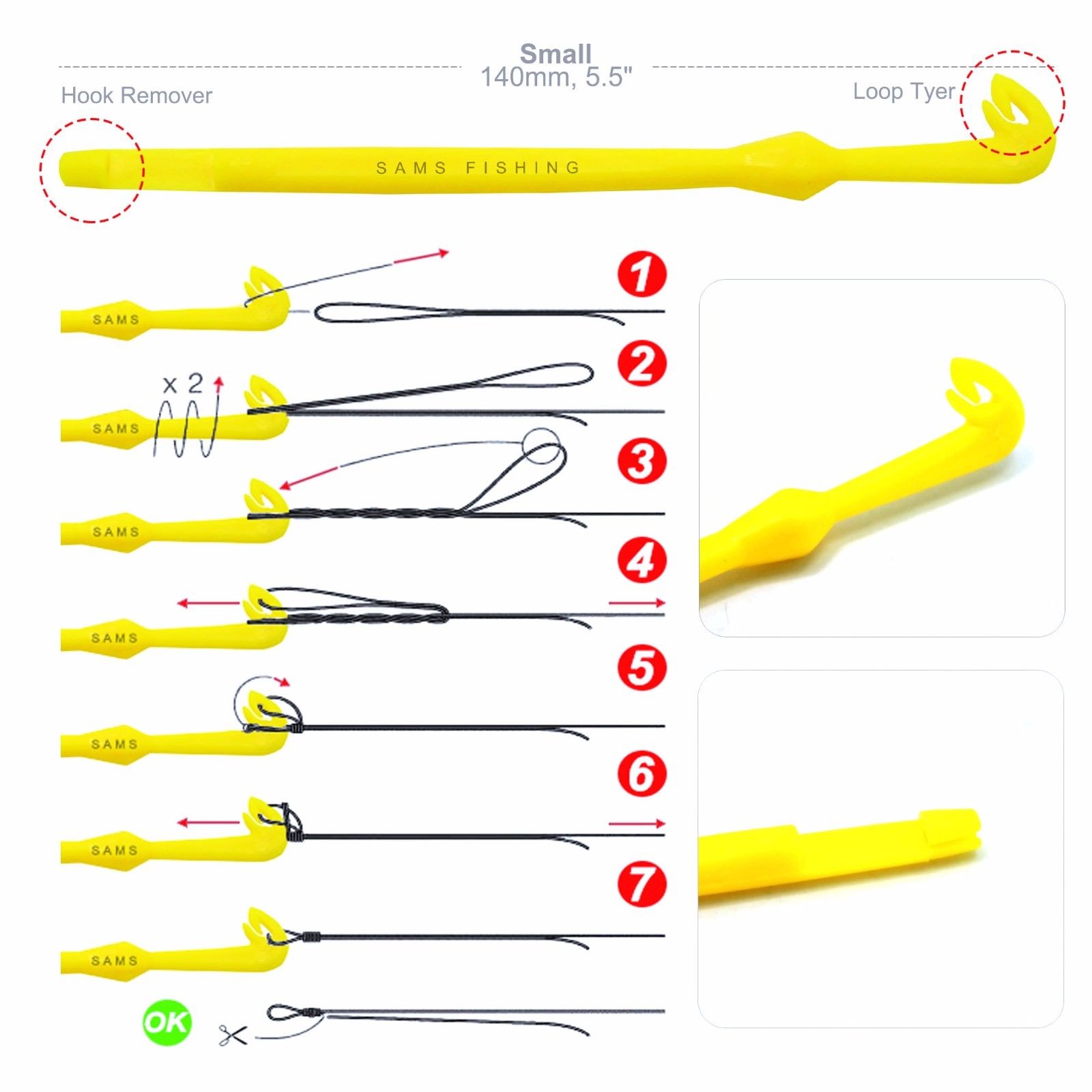 SAMSFX Fast Tie Nail Knot Tying Tool and Loop Tyer Hook Tier