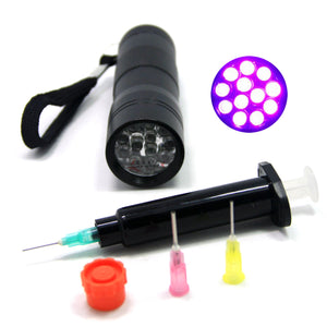 SAMS Fly Tying Kits UV 12 LEDs Flashlight and Clear Glue Syringe Dispenser - SAMSFX