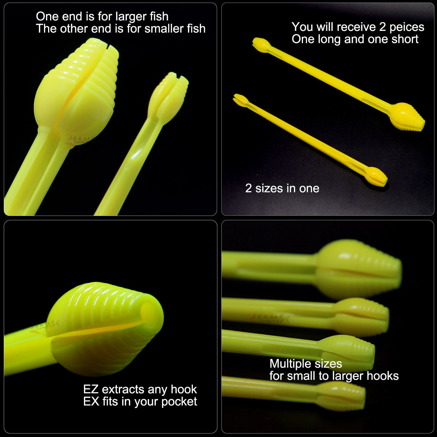 disgorger fish hook SAMSFX 2 x Snelled Fishing Hook Remover 2 Sizes Hooks Disgorger Plasti – samsfxfishing