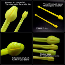 Load image into Gallery viewer, SAMSFX 2 x Snelled Fishing Hook Remover 2 Sizes Hooks Disgorger Plastic Yellow - SAMSFX
