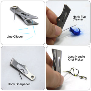 Fly Fishing Line Cutter Nippers Clipper Snip and Zinger Retractor Hook Sharpener - SAMSFX