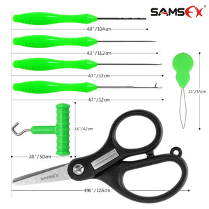 SAMSFX Carp Fishing Baiting Rig Tool Set Bait Needle Drill Puller Stringer and Driller