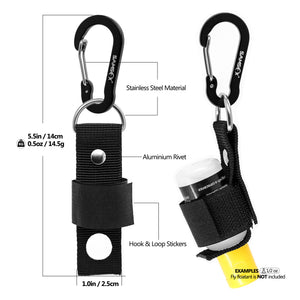 SAMSFX Fishing Floatant Sinkant Accessories Fly Floatant Bottle Holder with Adjustable Magic Sticker 2PCS, Nylon Black Webbing