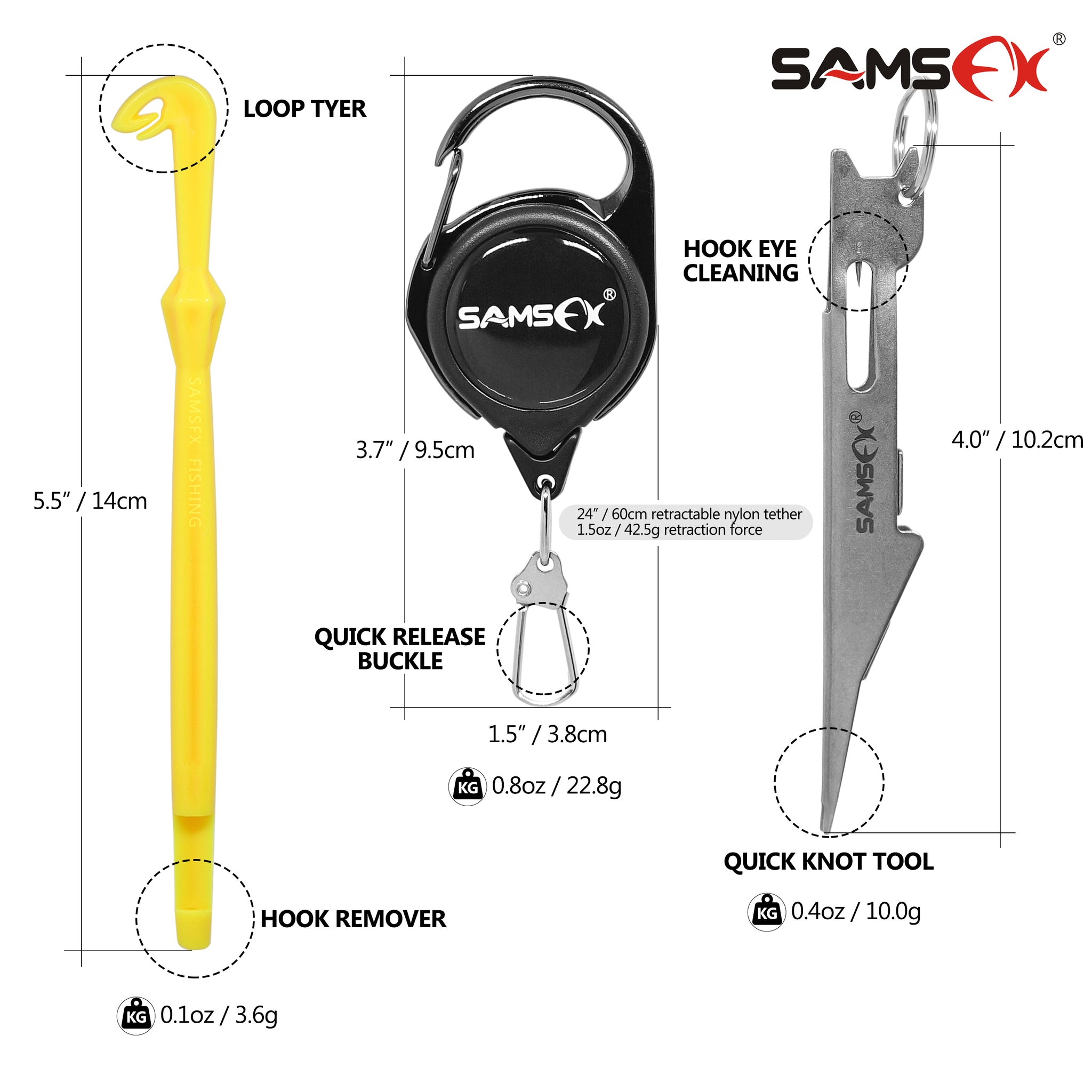  SAMSFX Fly Fishing Knot Tying Tool with Break Away Badge  Holder for Fly Fishing Tippet Spool Holding Neck Lanyard (Breakaway Lanyard  & Black Knot Tool) : Sports & Outdoors