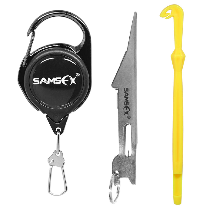 Buy SAMSFX Aluminum Fishing Pliers Hook Remover Braid Line Cutter with  Coiled Lanyard, Fly Fishing Knot Tying Tool & Retractors (Gray & Green  Handle, Split Ring Nose) Online at Low Prices in