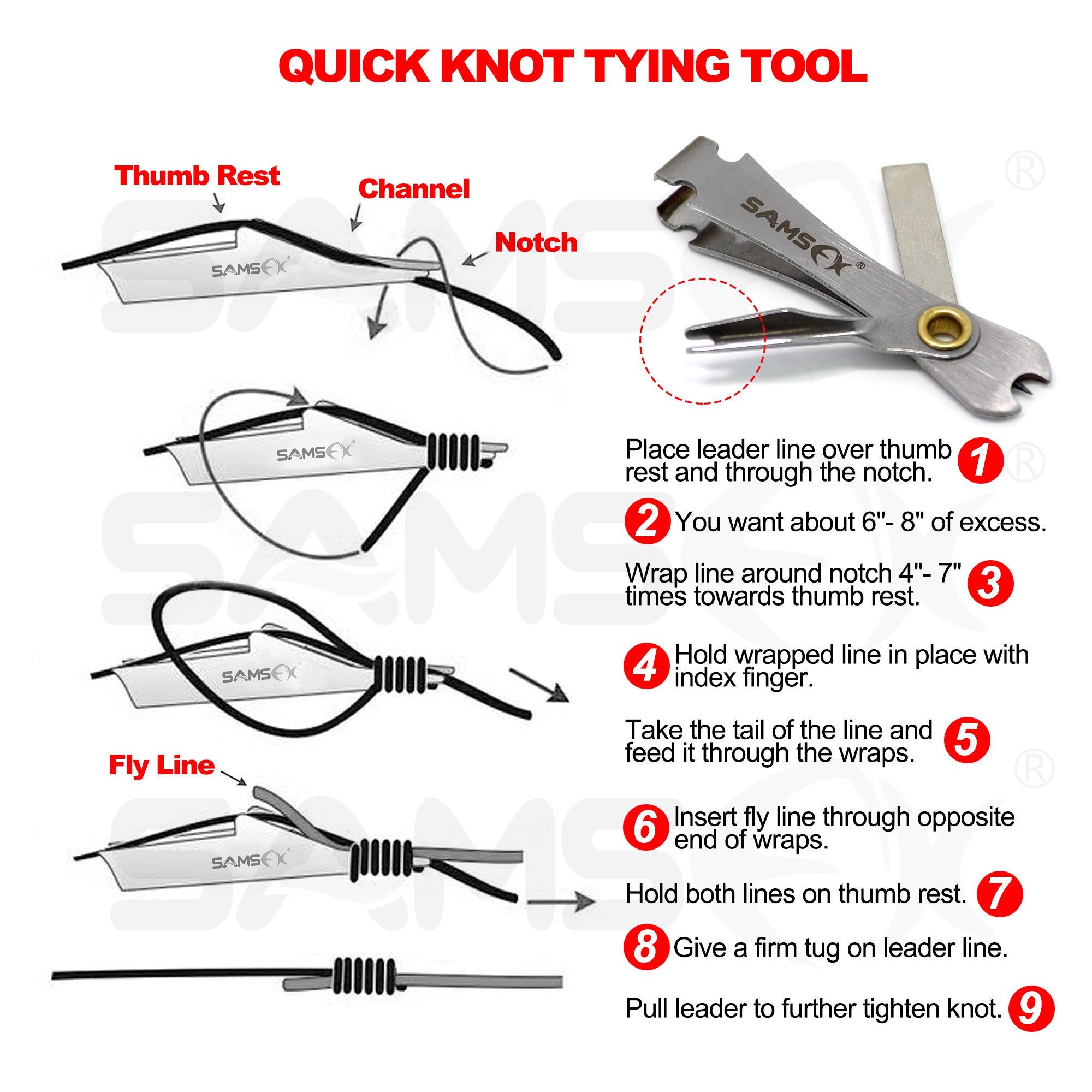Fly Fishing Knot Tying Tool Kit 3 Quick Knot Tyers w/ Zinger