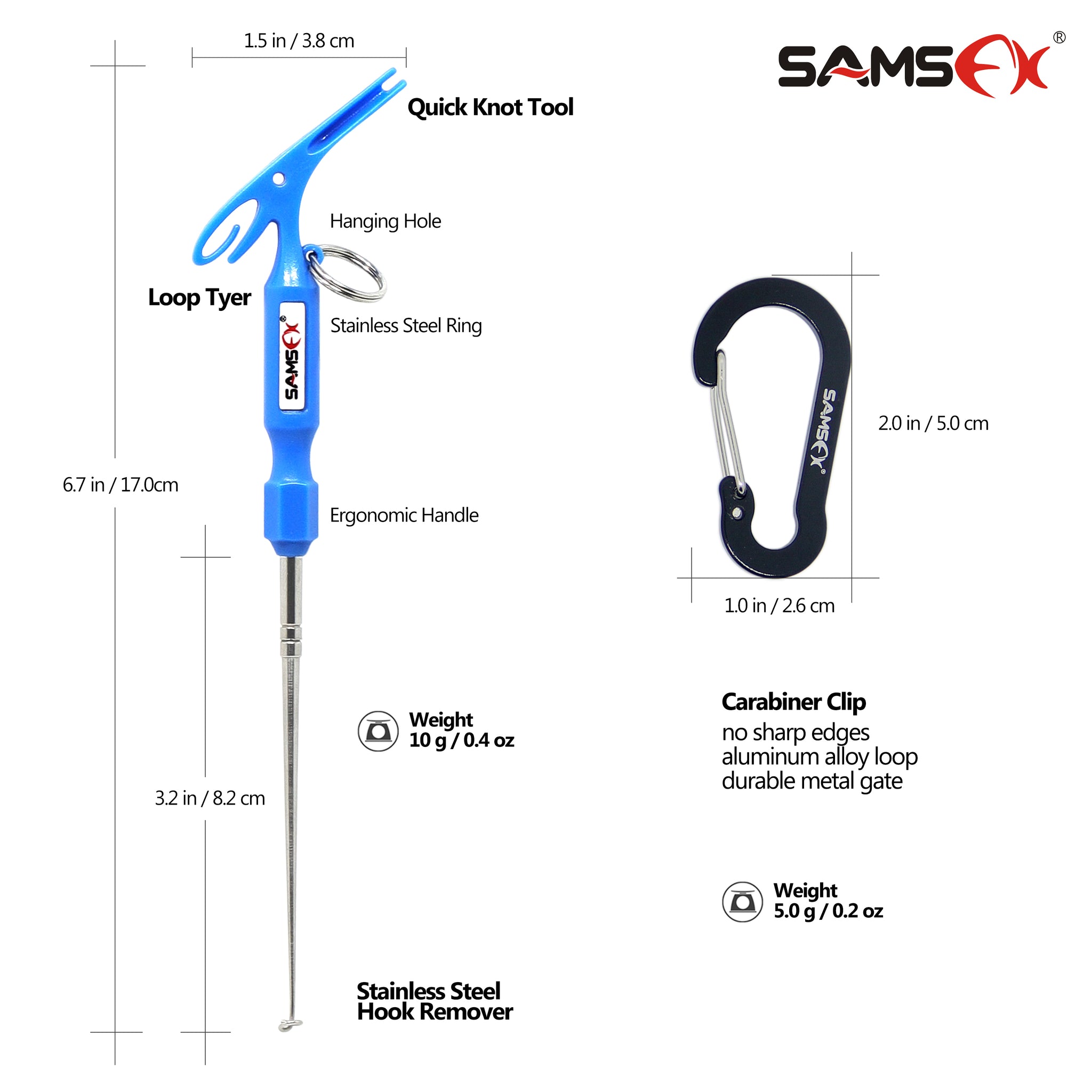 SAMSFX Fishing Quick Knot Tool Loop Tyer Hook Remover Tools Kit