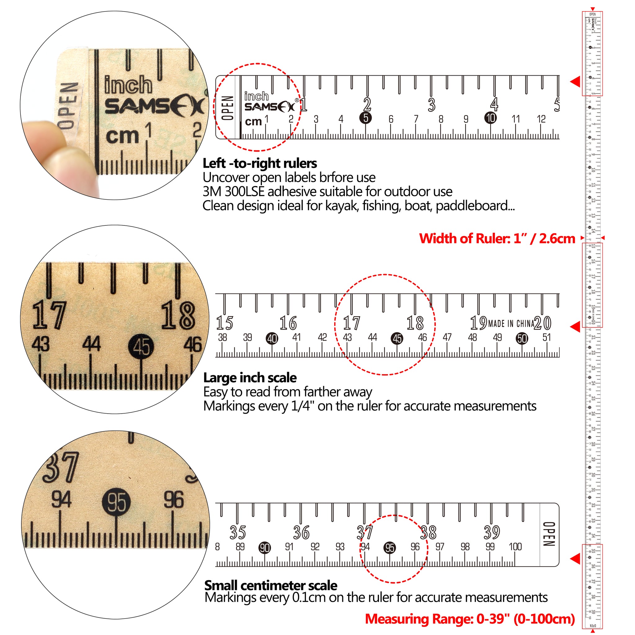 SAMSFX Fishing Self Adhesive Measuring Fish Ruler Tape Sticker –  samsfxfishing