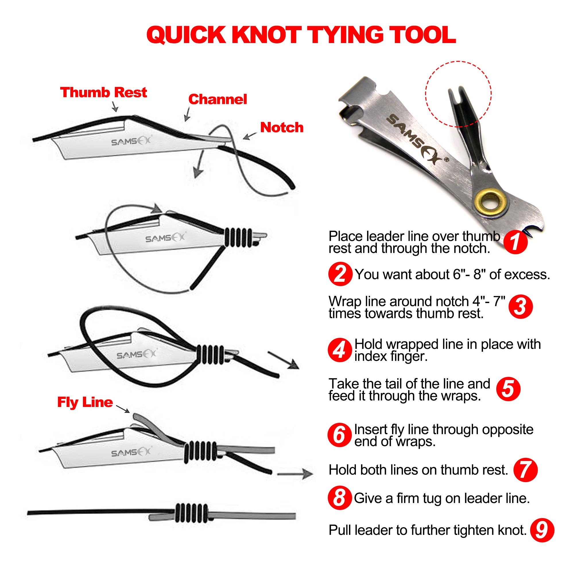 Fishing Quick Knot Tying Tool, Fly Line Clippers, Zinger Retractor