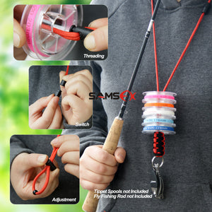 SAMSFX Fly Fishing Line Clippers with Adjustable Lanyard Tippet Spool Holder Carrier - SAMSFX