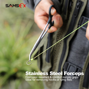 Black Fly Fishing Combo 5 in 1 Fishing tools set Forceps Zinger Nipper & Lanyard - SAMSFX