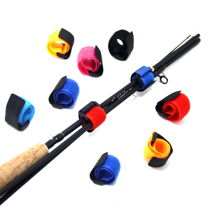 SAMSFX Reusable Fishing Rod Tie Holder Strap Suspenders Fastener Hook Loop Cable Cord Ties Belt Fishing Tackle Box Accessories - SAMSFX