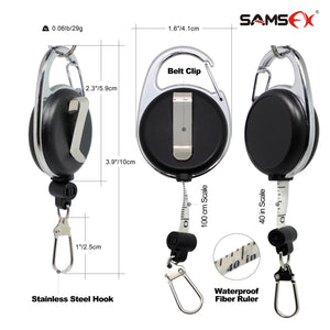 SAMSFX Fishing Tape Measure Zinger and Neoprene Straps Attaches to Fly Fishing Landing Net - SAMSFX