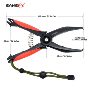 SAMSFX ABS Floating Fish Lip Grip Gripper Gear Tool Fishing Pliers Saltwater w/ Paracord Lanyard 8" - SAMSFX