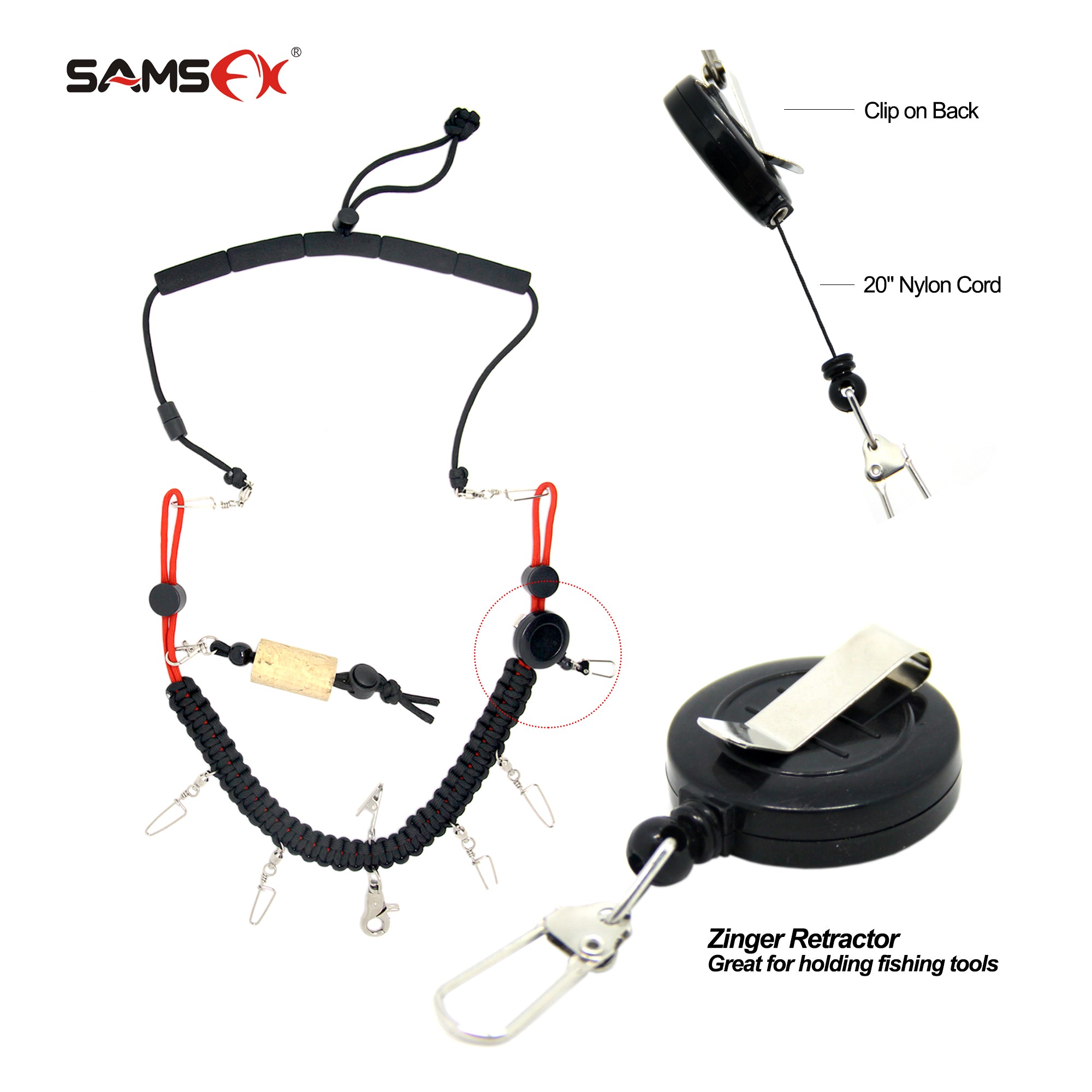 SAMSFX Fly Fishing Lanyard w/ Fly Dryer and Zinger Retractors –  samsfxfishing