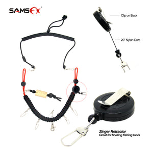 SAMSFX Fly Fishing Lanyard w/ Fly Dryer and Zinger Retractors - SAMSFX
