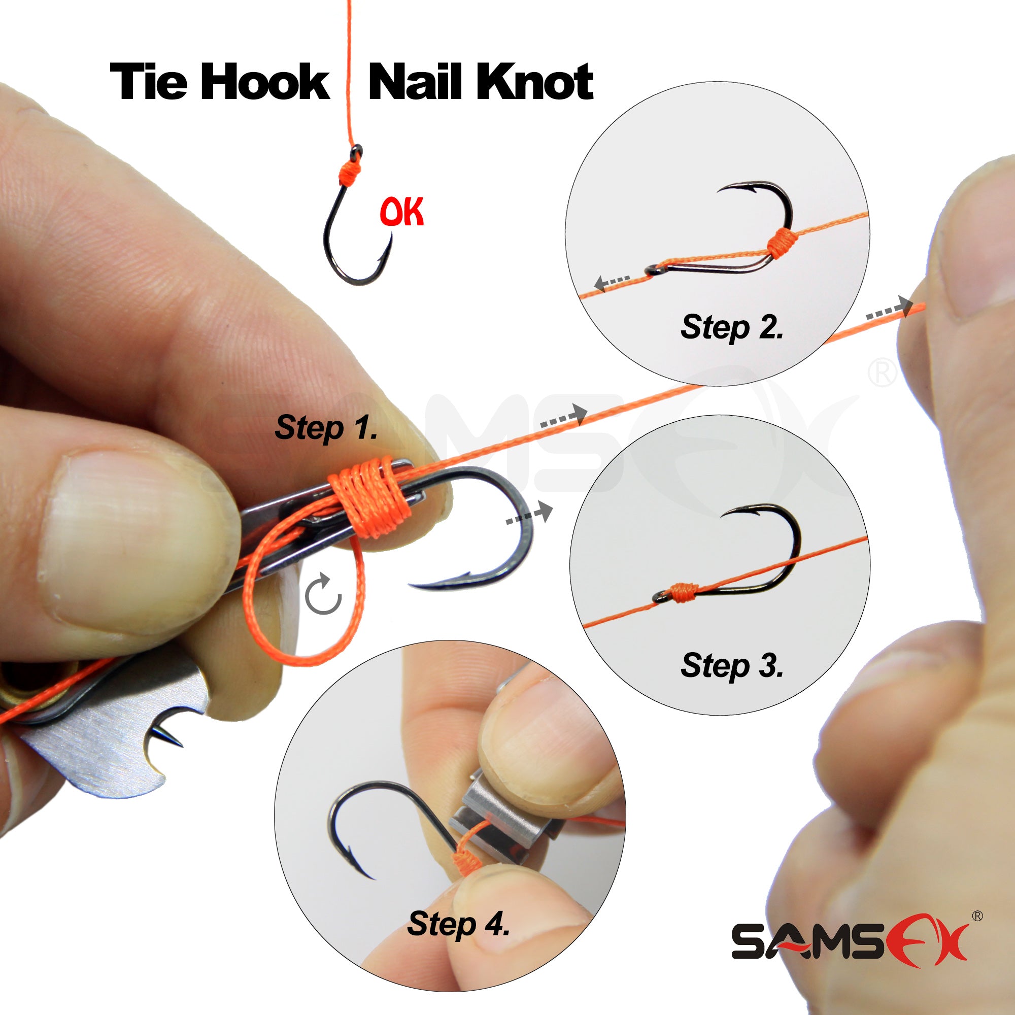 SAMSFX Fast Nail Knot Tying Tool 4 in 1 Fly Fishing Clippers