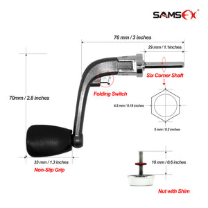 SAMSFX Folding Rotary Fishing Spinning Reel Handle Repair Parts Accessories - SAMSFX