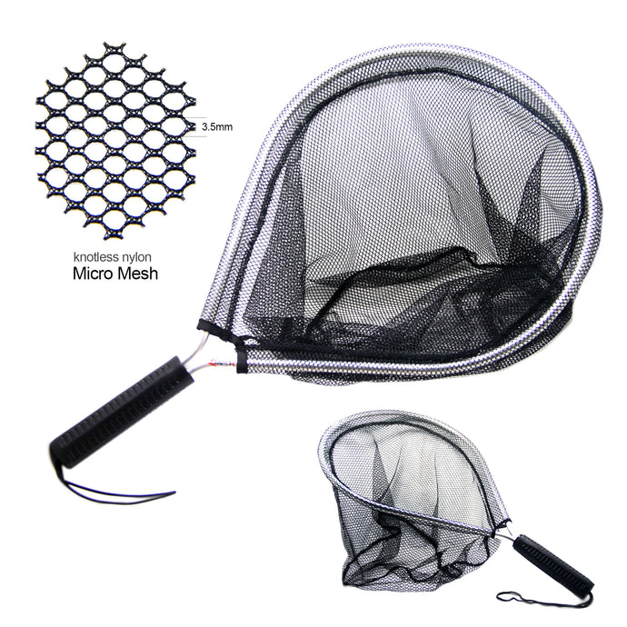 Aluminum Landing Nets Catch and Release Net Fish Saver Nylon Mesh for Fishing - SAMSFX